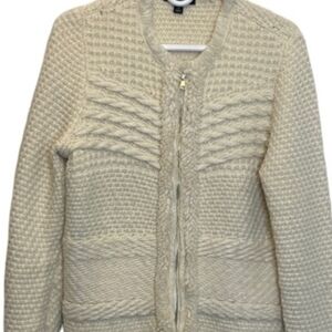 ANN TAYLOR Cream Textured Cardigan/blazer Zip Up Size M
